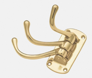 Porte-manteau décoratif en laiton, double patère murale vintage en métal, texture noire rustique, crochets blancs pour la maison - Product Image 1