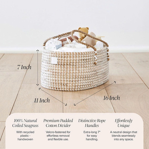 OEM ODM Handmade Seagrass Diaper Caddy Basket for Kid Nursery Organization <b>Storage</b> and Baby <b>Shower</b> Gift from Vietnam Factory - Product Image 4