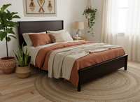 Cadre de lit moderne en bois de manguier écologique, taille Queen, meubles de chambre à coucher, fabrication artisanale sur mesure, OEM ODM, vente en gros, directement de l'usine