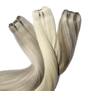 Extensiones de Cabello Humano Rubio Platino Remy, Doble Trama, Cutícula Completa, Base de Seda, 100% Densidad, Una Dirección - Product Image 6