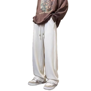 Pantalon de jogging ample et droit en coton 100% léger et respirant, à rayures, coupe décontractée, effet délavé soleil pour homme - Product Image 2