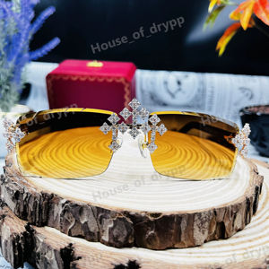 Gafas de Sol Sin Montura con Incrustaciones de Diamantes, Montura de Plata 925, Diamantes Moissanite VVS, Lentes Fotocromáticas, Elegantes y Ligeras - Product Image 1