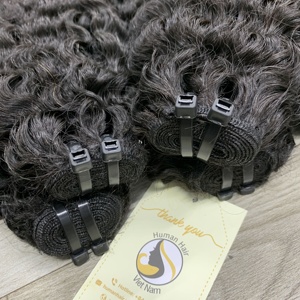 Vente en gros Faisceaux bruts doublement étirés Paquet de trame bouclée birmane noire naturelle Cheveux humains - Product Image 6