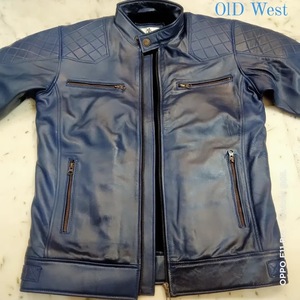 เสื้อแจ็คเก็ตหนังแท้สีน้ำตาลสำหรับผู้ชาย คอตั้ง ปิดด้วยซิป ทรงปกติ สีพื้น สไตล์ไบค์เกอร์ เหมาะสำหรับใส่ในฤดูใบไม้ร่วง - Product Image 2