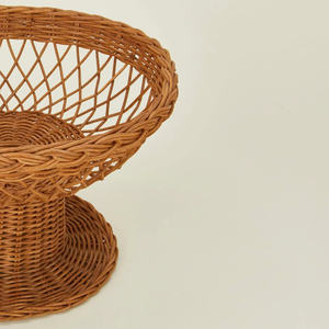 Magnifique corbeille à fruits sur piédestal en osier tressé, bol de service surélevé, présentoir à fruits naturel, centre de table OEM ODM - Product Image 5
