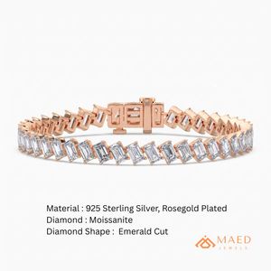Pulsera de Moissanita con Corte Esmeralda Chapada en Oro Rosa, Cadena Fina, Joyería de Moda para Mujer, Estilo Elegante de Nueva York, Regalo - Product Image 6