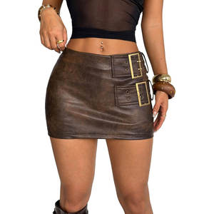 Falda Mini de Cuero PU para Mujer, Estilo Bodycon con Hebilla, para Fiesta, Falda-Pantalón, Ropa de Club Personalizada, Superventas al por Mayor 2026 - Product Image 1