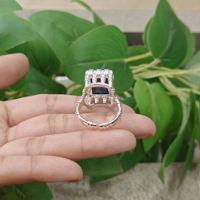 Cincin Koktail Batu Permata Alami Unisex Lapis Perak 18k Kuningan Vintage Dapat Disesuaikan Cincin Tunangan Buatan Tangan Trendi Buatan Laboratorium