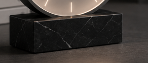 Modern Circular Desk <b>Clock</b> With Marble Base LED Illuminated Minimalist Design Quartz Movement Needle Display - Product Image 2