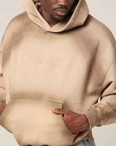 Sweat-shirt à capuche surdimensionné pour homme, couleur unie, en molleton de coton, décontracté, avec poche, pour l'automne - Product Image 2