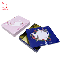 Boîte en fer blanc rectangulaire personnalisée avec impression et gaufrage pour chocolat, biscuits, bonbons, thé