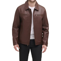 Veste varsity en cuir véritable pour homme, style streetwear, avec col montant, fermeture éclair, garniture en fourrure, doublure intérieure chaude, vêtement d'hiver