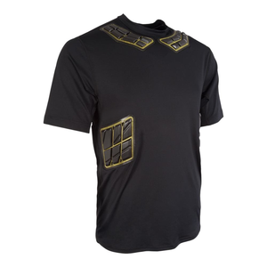 Camiseta de Fútbol de Manga Larga Negra para Hombre con Ribete Amarillo, Protección Acolchada en Hombros y Codos, Estilo Ajustado, Absorbe la Humedad - Product Image 3