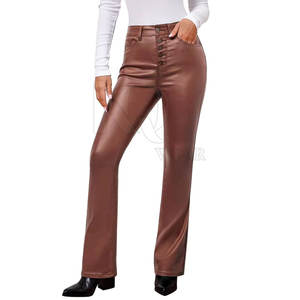 Nouveauté : Pantalon en cuir pour femme, taille haute, structuré, idéal pour les soirées et les événements mode - Product Image 1