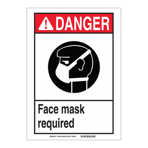 Panneau de signalisation de sécurité réfléchissant pour intérieur/extérieur, masque facial de protection Brady Danger, 7x5 pouces - Product Image 1