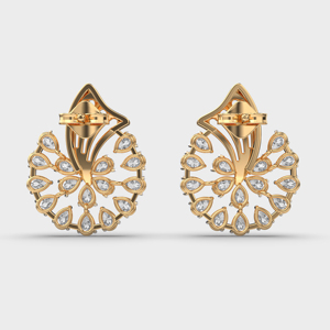 Boucles d'oreilles créoles fleuries plaquées or 18 carats de luxe avec diamant taille poire pour femme, bijoux de mariage - Product Image 4