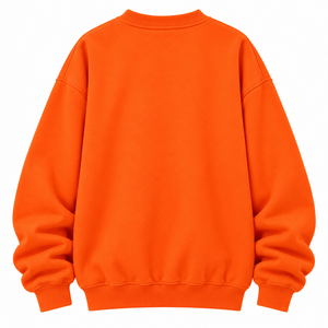 Sweat-shirt à col rond pour homme, couleur orange vif, uni, surdimensionné, en molleton, décontracté, streetwear d'hiver - Product Image 2