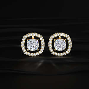 Cushion Cut Moissanite Detachable Halo <b>Earrings</b> 5 TCW Colorless VVS 14K Gold 2 Way Wear Screw <b>Back</b> Solitaire Jewelry Gift Her - Product Image 4