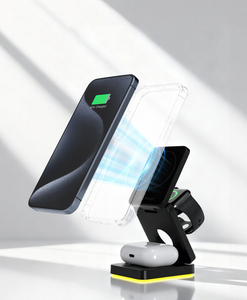 IStapromo Gifts Travel Portable Stand 15W Magnetic With Night <b>Light</b> Foldable 3 in 1 <b>Wireless</b> Charger - Product Image 6