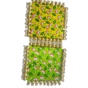 Tapetes de Tela Étnica Floral Hechos a Mano al por Mayor - Juego de 2 Tapetes Tradicionales con Estampado de Loto para Decoración del Hogar y Celebraciones - Product Image 1