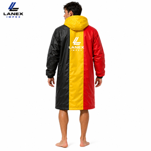 OEM Belgium Swim Parka Custom Waterproof Hooded Long <b>Coat</b> with Sherpa Fleece Lining for Swim Teams Athletes <b>Beach</b> & Outdoor Use - Product Image 4