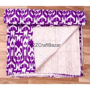 Colcha Kantha Vintage Hecha a Mano - Colcha India al por Mayor - Colcha Reversible de Algodón Orgánico para Uso en Hoteles y Hogares - Product Image 3