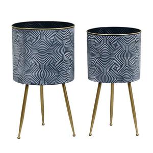 Maceta de hierro de Metal con acabado antiguo de latón, decoración interior con patas negras, macetero de lujo con soporte de Base - Product Image 4