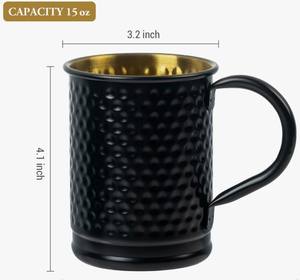 Tasses à mule en cuivre artisanales Alkiq, finition martelée antique, durables, grande capacité, avec poignée - Product Image 3