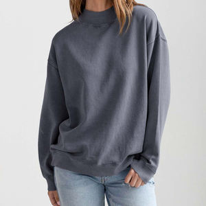 Nouveau Sweat-shirt Court Femme en Molleton 100% Coton, Col Montant, Manches Longues, Style Boxy avec Panneaux, Vêtement d'extérieur Tendance - Product Image 2