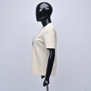Wholesale Premium Quality Custom <b>Sequin</b> Embroidery Casual Womens <b>T</b>-<b>shirt</b> O Neck Cotton Short Sleeve Tee 220g - Product Image 3
