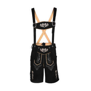 Espaciosas Pantalones de Cuero Bávaros para Hombre, Auténticos Lederhosen de Ante, Disfraz Alemán para el Oktoberfest con Diseño de Ciervo - Product Image 4