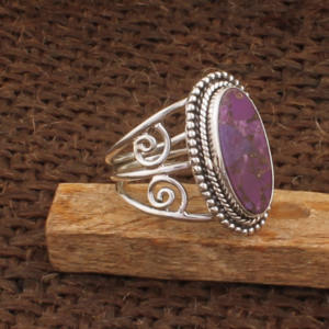 Bague en argent sterling 925 avec turquoise cuivrée naturelle sertie clos, à dessus plat, pour femme, bijoux de fête, vente en gros, haute qualité - Product Image 3