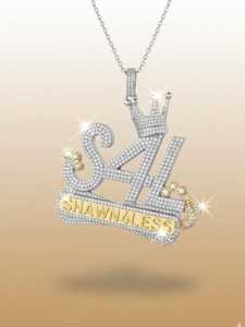 Pendentif Lettre Couronne en Argent Sterling 925 Plaqué Or 18K avec Moissanite, Breloque de Luxe Thème Hip Hop Unisexe - Product Image 2