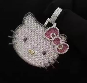 Colgante de Hello Kitty con Brillantes, Gato Adorable para Mujer, Plata de Ley, Joyería Fina con Incrustaciones de Diamantes, Colgantes y Dijes, Regalo para Ella - Product Image 2