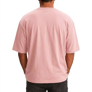 New Arrival Men's <b>Pink</b> Oversized T Shirt Soft Cotton Loose Fit Drop Shoulder Trendy Streetwear <b>Plain</b> Blank Casual Tee - Product Image 6