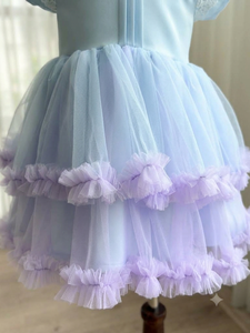 Robe de princesse à manches bouffantes pour filles, très vendue, avec dentelle et tulle, coupe trapèze, robe de fête Koko San - Product Image 4