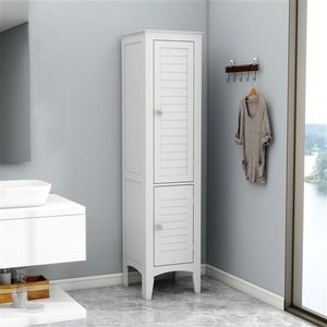 "Armadio da soggiorno indipendente con ripiani a 5 livelli 2 porte con otturatore finitura bianca" - Product Image 1