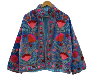 Embroidered Breathable Autumn/Winter Women's <b>Quilted</b> Jackets with Stand Collar and <b>Single</b> Button Closure - Product Image 6
