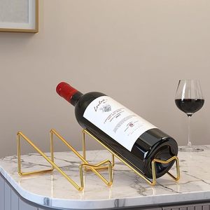 Porte-bouteille à vin en laiton moderne, support en métal minimaliste pour la décoration de la maison - Product Image 2