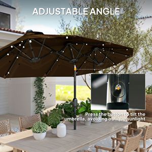 Ombrellone da Giardino Bifacciale 3m con Luci Solari e Base Inclinabile a Pulsante per Tavolo da Pranzo o Caffè - Product Image 5