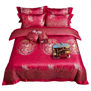 Parure de lit de mariage de style américain Premia Gold Luxe 8 pièces, motif floral 3D, drap de lit haut de gamme, motif uni, 4 pièces pour la maison, l'hôtel, cadeau - Product Image 2