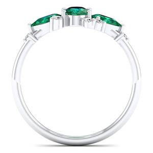 Bague de fiançailles REYES en or massif 14 carats avec moissanite pour femme, classique, trois émeraudes, vente en gros, bijoux fins pour elle - Product Image 4