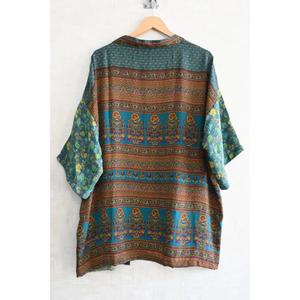 Kimono de Seda Indio Hecho a Mano para Mujer, Camisón Corto Estampado, Ropa de Dormir - Product Image 5