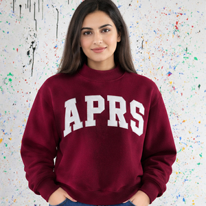 Suéter APRS para Mujer, Color Granate, Modelo D9, Cuello Alto Personalizado, Estilo Griego, Bordado con Letras Griegas, Ropa Universitaria, OEM, ODM - Product Image 1