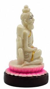 Statue de Bouddha en pierre blanche Loknath, design zen asiatique poli pour la décoration de la maison - Product Image 4