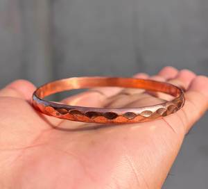 Copper Alloy Cuff <b>Bracelet</b> Vintage Hammered Finish Unisex Jewelry Antique Copper Plated Ecofriendly Trendy - Product Image 2