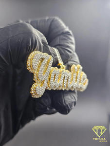 <b>Custom</b> Yamile <b>Name</b> Moissanite Iced Out Hip Hop <b>Necklace</b> GIA Certified Rhodium & Gold Plated Bling Jewelry Gift - Product Image 4
