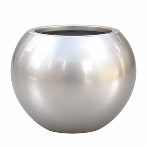 Pot de fleurs en fibre de verre durable, léger, rond, avec finition brillante, pour décoration intérieure et extérieure, disponible en plusieurs couleurs - Product Image 2