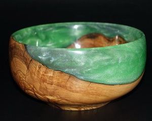 Cuenco de madera con anillo de resina turquesa, cuenco de servir de madera con incrustaciones de epoxi de lujo, cuenco de resina hecho a mano con anillo de resina, cuenco de resina Aqua, cuenco de resina Océano - Product Image 2