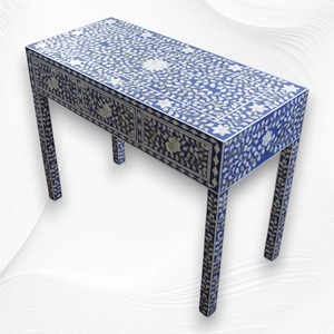 Mesa Consola de Lujo Estilo Moderno con Incrustaciones de Nácar y Otomanas para Sala de Estar, Salón, Hotel y Restaurantes - Product Image 4